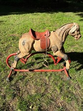 SCARCE ORIG. FULL SIZE 1920's-30's TRI-ANG, ENGLAND METAL ROCKING HORSE, RARE