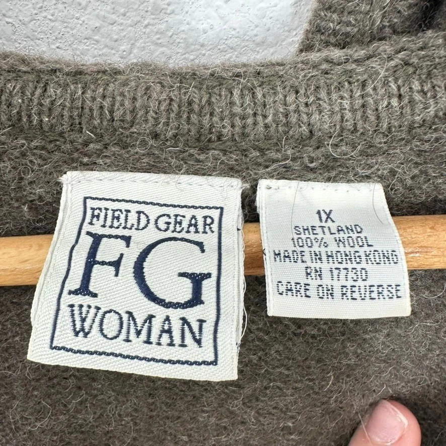 Field Gear Woman Forest Green Wool Hooded Vest 1X Zip Up Sweater Cottagecore - Imagem 3 de 4