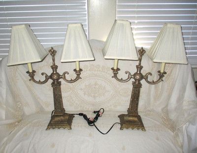VTG PR French Louis XIV Candelabra Table Lamps as Seen in Elois at Christmastime