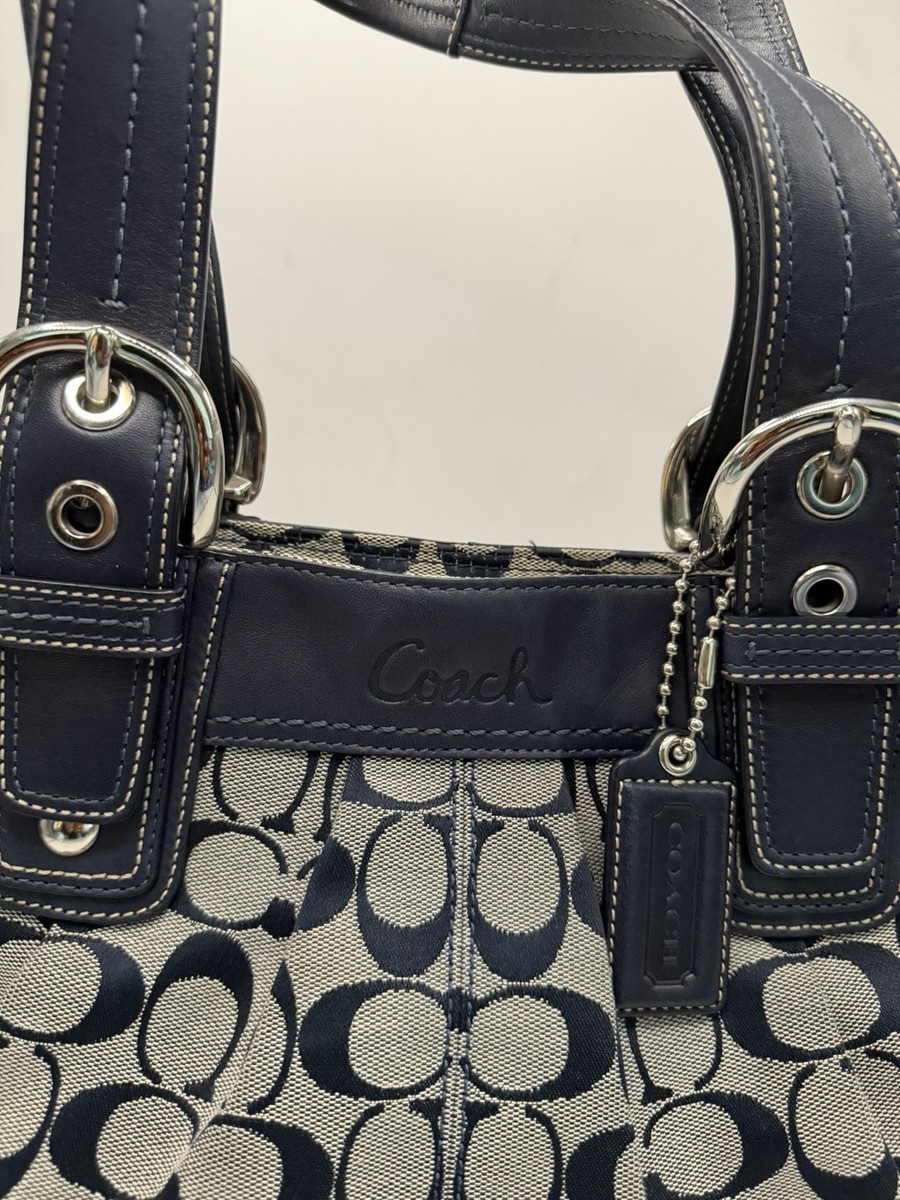 Coach Soho Large Signature Pleated Tote Fabric/black Leather