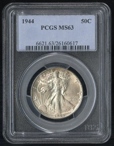 US Coin 1944 Walking Liberty Silver Half Dollar PCGS MS63 NO RESERVE!