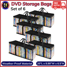 6 Pack DVD Storage Bags, Media Organizer Bag for DVDs, CDs, Each Hold 30-40 DVDs