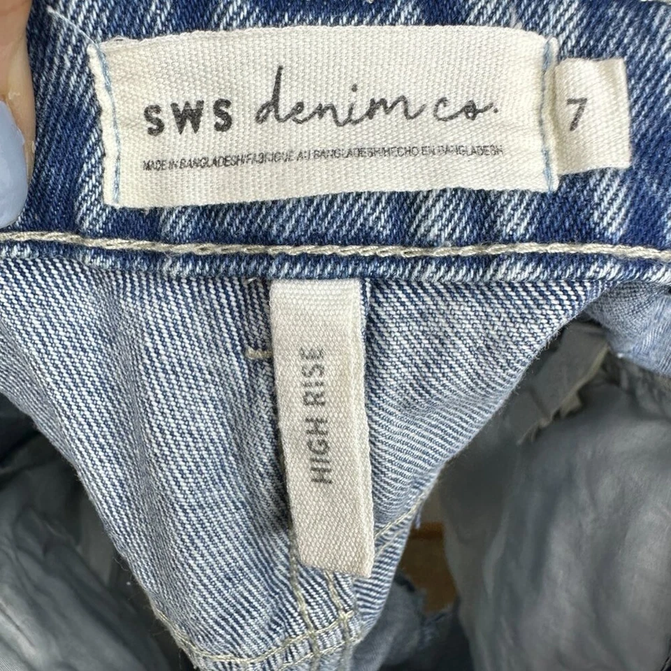 Pantalones Cortos SWS Tiro Alto Botón Corte Mosca Talla 7 Envejecidos 100% Algodón Foto 4 de 4