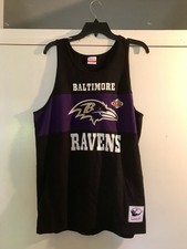 New Large Baltimore Ravens NFL football Black with purple Tank Top throwback