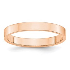 3mm 10K Rose, White, or Yellow Gold Lightweight Flat Standard Fit Band