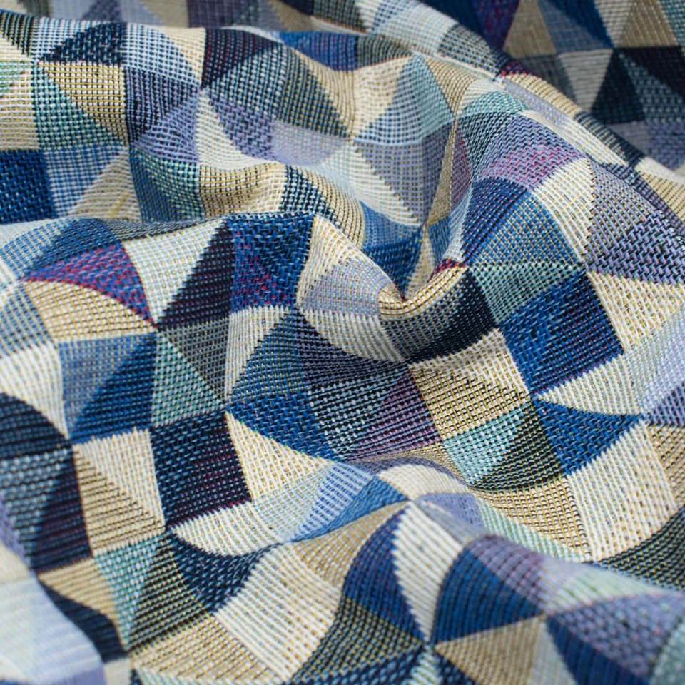 Gobelin kleine Dreiecke im Quadrat blauDekostoff Meterware (Preis=0,5m) - Bild 3 von 4