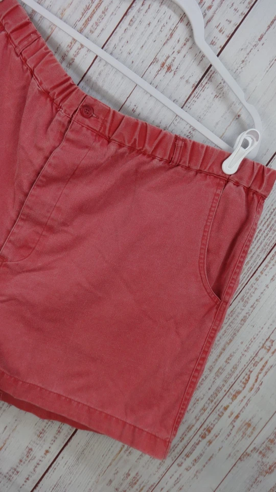 Винтажные мужские шорты Red Camel XL выцветшие красные стираемые стиль RN31104 плоские спереди - Изображение 2 из 4