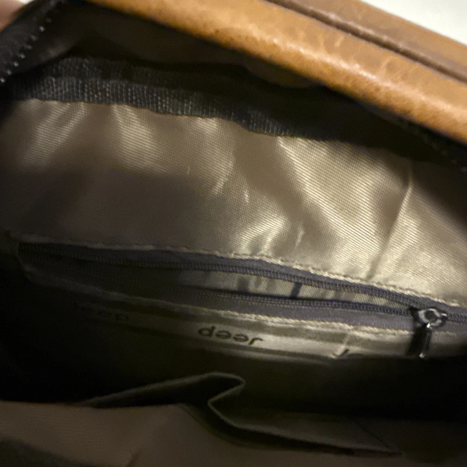 全新无标签 棕色 人造皮革 斜挎包 男式 吉普 单肩包 挎包 旅行 — 第 4/4 张图片