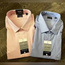 Van Heusen Big and Tall Ultra Flex Wrinkle Free Shirts Set of 2-Size 20 36/37 