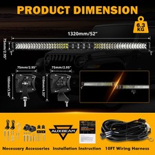 Auxbeam 5d-pro 12-52in Led Work Light Bar Spot Flood Driving Car Boat Universal