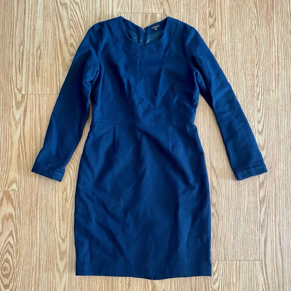 Tocca Navy Blue Long Sleeve Wool Sheath Dress Womens 10 - Image 3 of 4