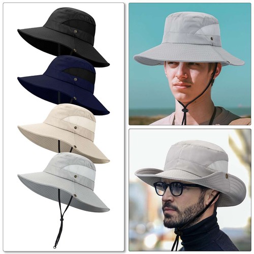 Sombreros de cubo Boonie pesca al aire libre caza ala ancha malla camuflaje safari gorra para el sol - Imagen 5 de 21