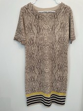 Snake Print Merino Wool Dress By LOFT dress size Small beige multi women