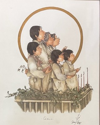 Joan Brown Original Painting  Amen  Vintage 1985