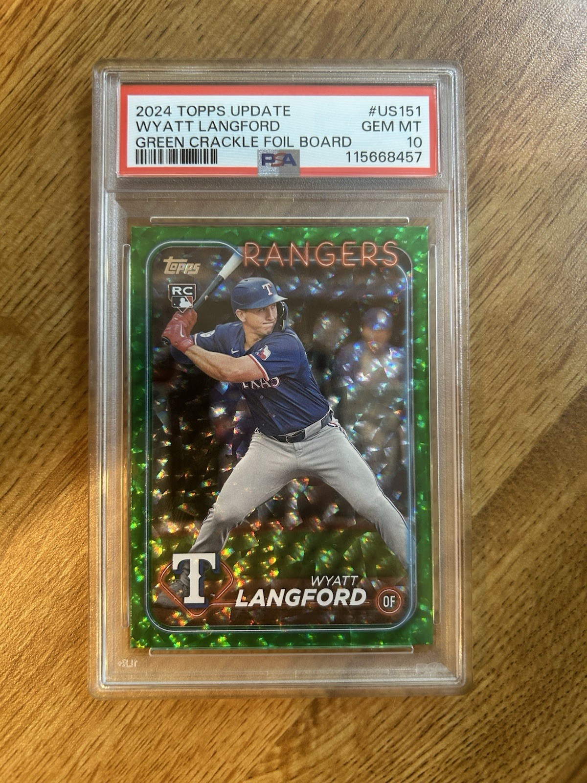 2024 Topps Update Series - Wyatt Langford #US151 Green Crackle Foilboard /499