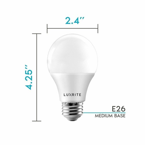 Luxrite A19 LED Bulbs 60W Equivalent Enclosed Fixture Rated 2700K E26 24-Pack - Picture 4 of 8