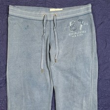 VNTG Y2K Aeropostale Sweatpants Women M Blue Distressed Comfy Wide Leg Stained