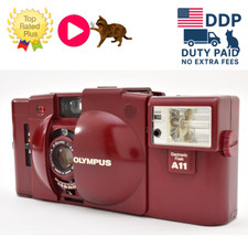 Near MINT Olympus XA2 Red Point Shoot 35mm Film Camera A11 Flash From JAPAN