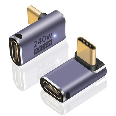 240W USB C 90° Adapter, 40Gbps, 8K@60Hz, Type C Extender, Thunderbolt 4/3, 2-...