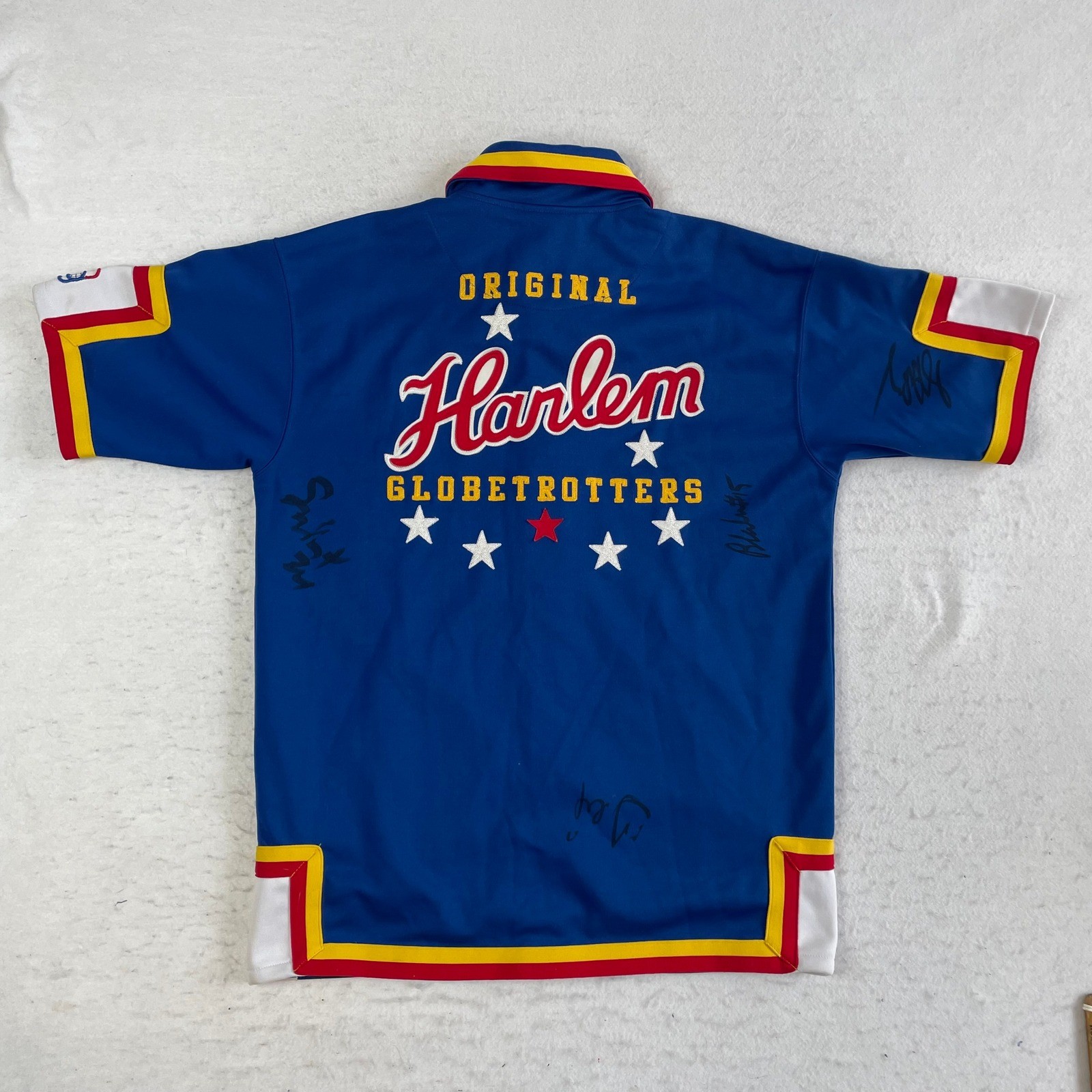 Platinum FUBU Harlem Globetrotters Jersey Medium Blue Signed Autographed Vintage