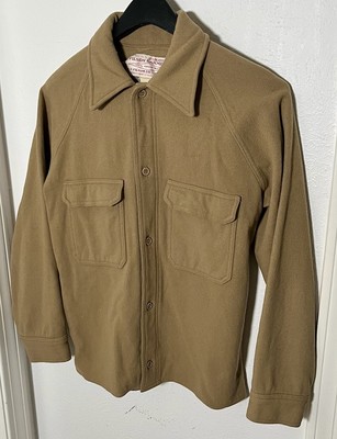 Vintage C.C. Filson Jac Shirt Camel Tan Mens 38 (S) USA 100% Virgin Wool Lot 90