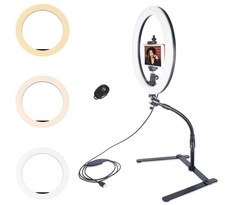 Tabletop Ring Light with Flexible Arm Stand and Phone Holder, YMCRLUX 12 Inches