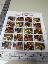 20pc 1998 Legends Of America FOLK MUSCICIANS 32c POSTAGE STAMPS Pane Sheet