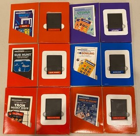 1980s MATTEL INTELLIVISION LOT OF 25 VIDEO GAMES W BOX SOME COMPLETE Q BERT +