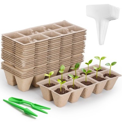 200 Cells Seed Starter Tray, 20 Pcs Biodegradable Plant Starter Peat Pots(Inc...