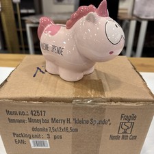 Nici Spardose Einhorn Pink, Rosa Spareinhorn &bdquo;kleine Spende&ldquo; Keramik neu, Herz