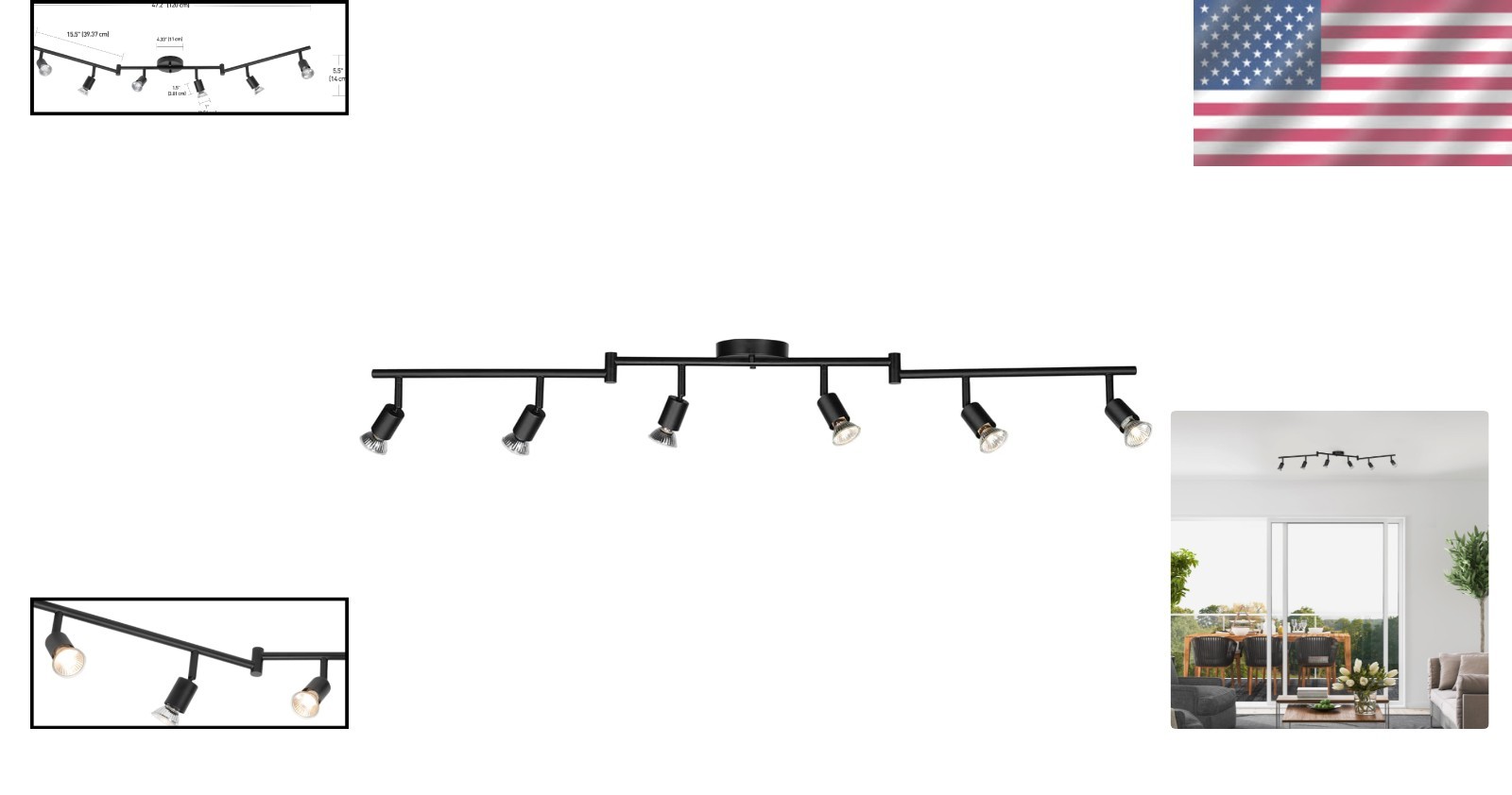 Customizable 6-Light Track Lighting Kit - Foldable Design, Ideal for Indoor Use