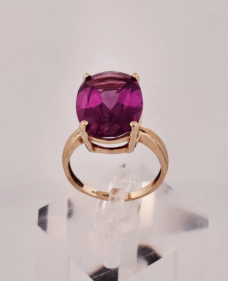 Anillo de alejandrita Aviv de oro macizo de 10k vintage aprox. 12,86 quilates talla 8,75 Foto 3 de 4