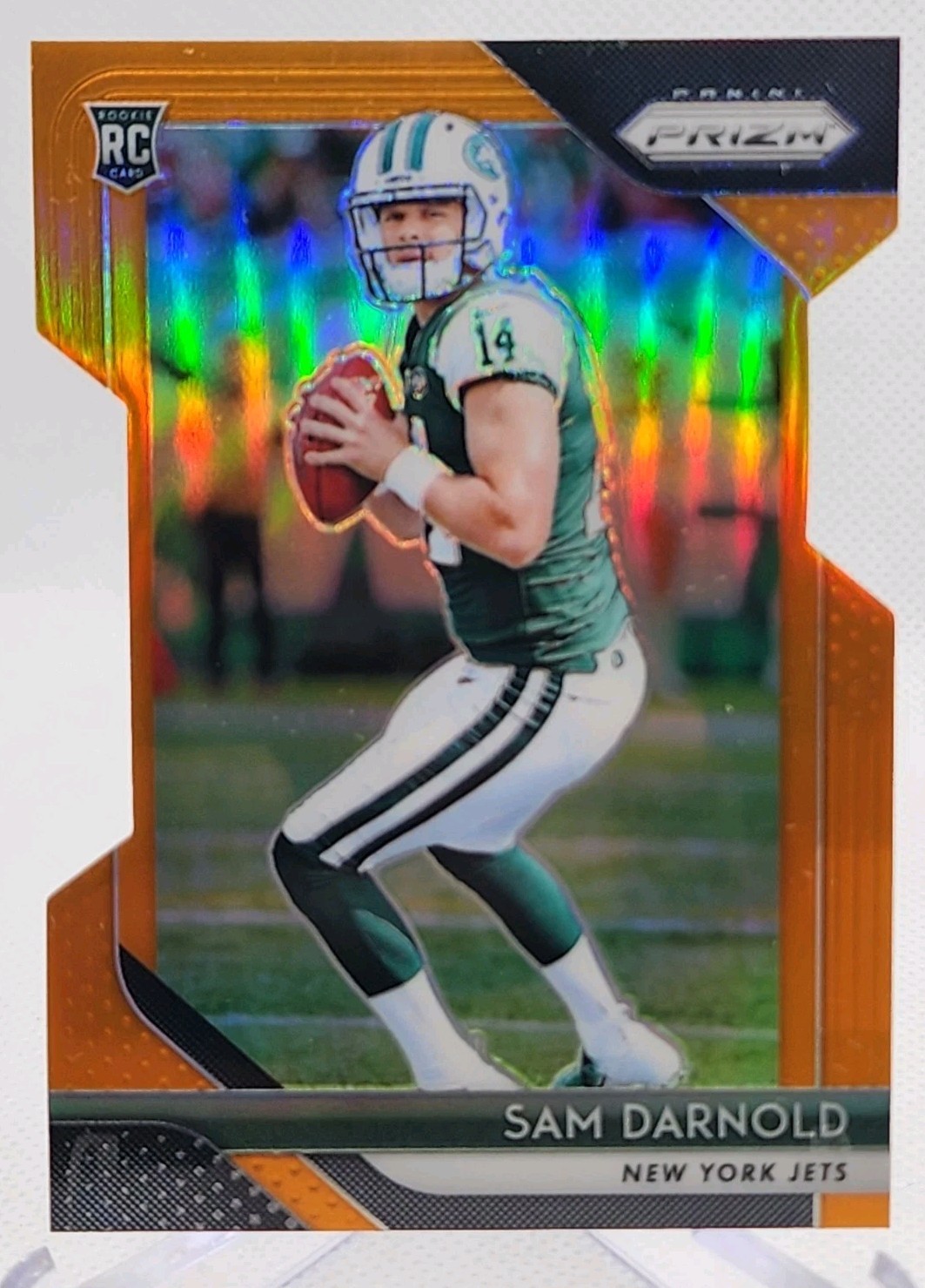 2018 Panini Prizm #203 Sam Darnold RC Orange /249 Prizm Die-Cut Rookie