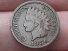 1886 Indian Head Cent Penny, Variety 2, Var 2, T2, Type 2, VG/Fine Details