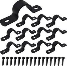 12 Sets 36 Pcs Black Pipe Strap Clamps Two Hole Saddle Clips Ø 25mm Heavy Duty