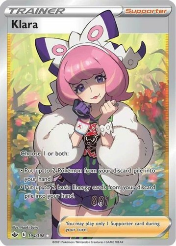 1x Klara - 194/198 - Full Art Ultra Rare NM-Mint Pokemon SWSH06 - Chilling Reign