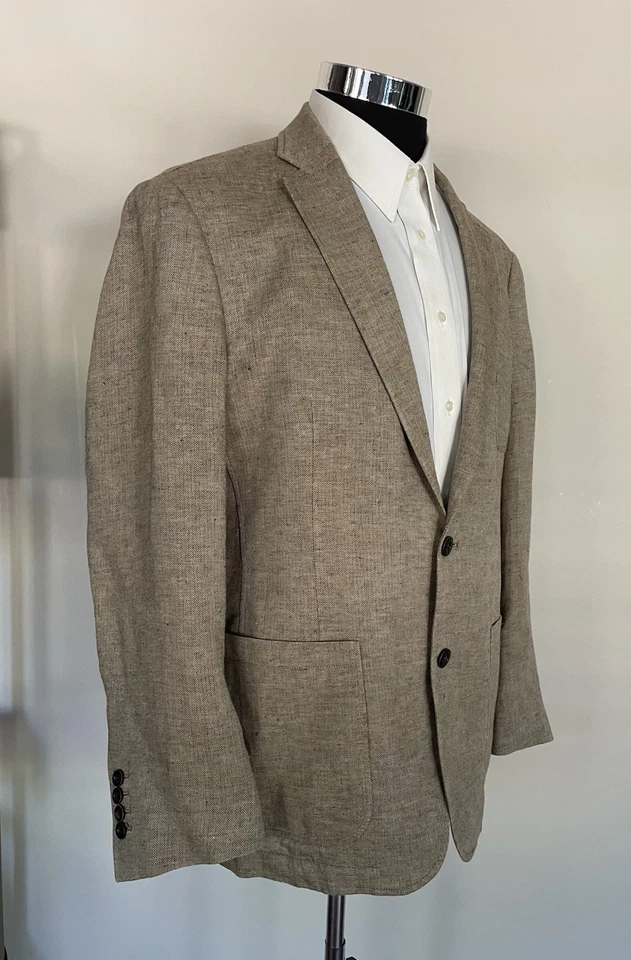 Blazer Chaqueta Blazer Abrigo Deportivo Orvis Hombres Dos Botones Espiga Lino Talla 44R Foto 3 de 4