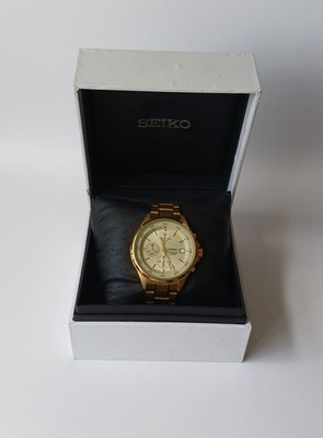 Seiko 4T57-00E0 Chronograph Gold Tone Champagne Dial Quartz Watch