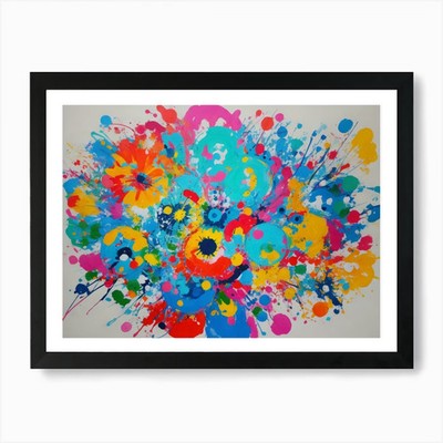 Splatter Gemälde Kunstdruck gerahmt Wandbild Poster Leinwanddruck Bild