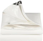 20 Mil Heavy Duty White Tarp w/ Reinforced Edges Coated UV Sun Shade Poly Canopy