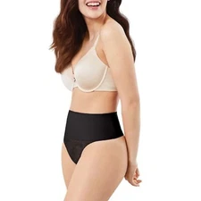 Maidenform Women's Shapewear Tame Your Tummy Lace Shaping Thong Black Lace 3XL