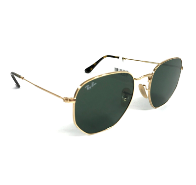 New Ray-Ban Hexagonal RB3548 Sunglasses 54mm Gold/Green Ray-Ban Sunglasses RB3548N Hexagonal Flat Gold Frame Green  main image 4