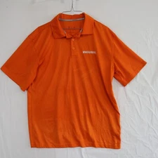 Whataburger Polo Shirt Mens Medium Work Uniform Orange Striped Short Sleeve