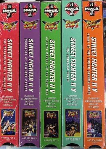 Street Fighter V Vol. 1-2, 6, 7, 10 VHS Set Subtitled English Pioneer *See Cond. - Imagen 2 de 3