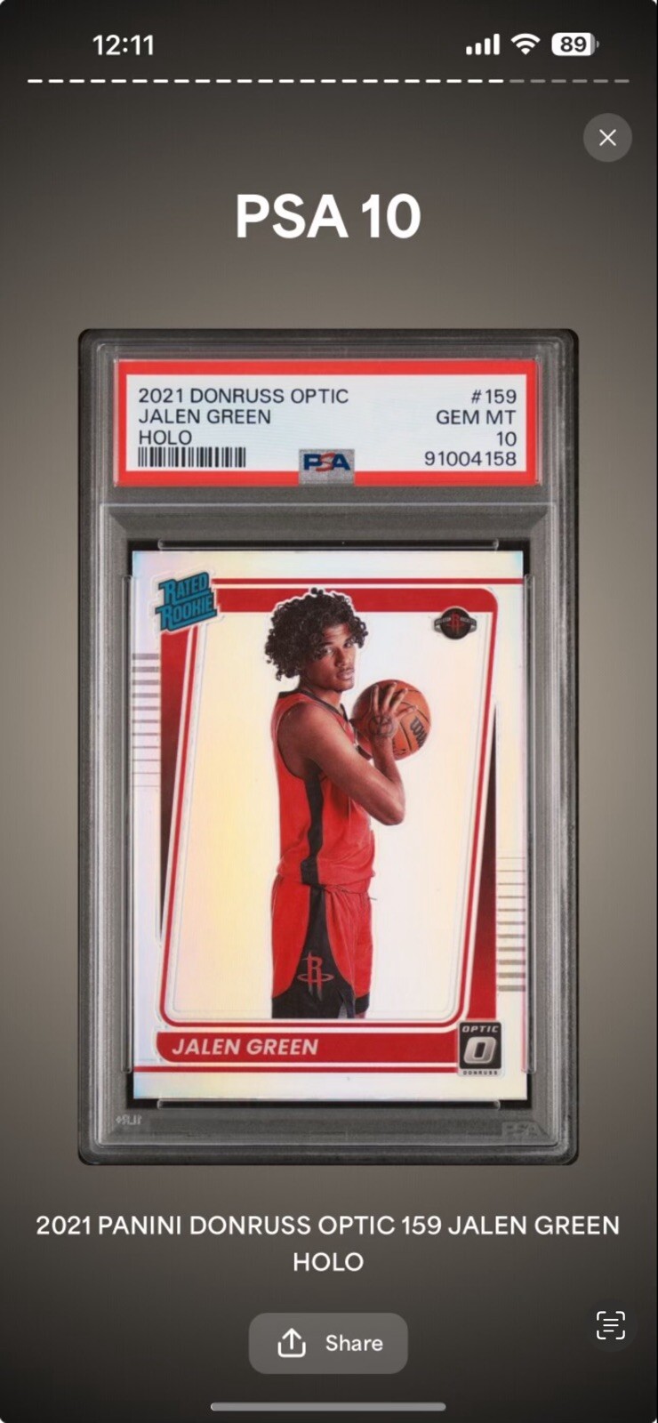 2021-22 Donruss Optic HOLO #159 Jalen Green RC Rookie PSA 10
