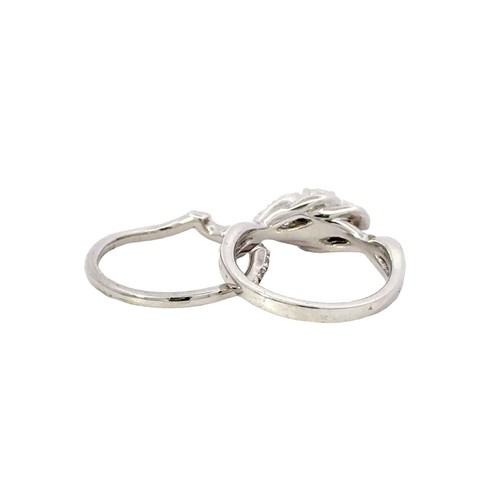 NEW Palladium 950 .40ct Round Diamond Twisted Curved Band Bridal Ring Set - Picture 14 of 17