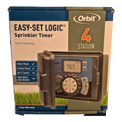Orbit 4-Station Indoor/Outdoor Sprinkler Irrigation Timer 27894 Easy Set Logic
