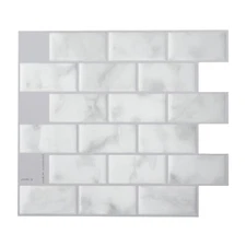 SMART TILES Peel and Stick Backsplash- 10 Sheets of 10.95" x 9.70" - 3D Adhes...