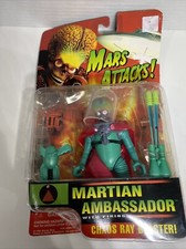 MARS ATTACKS Martian Ambassador with Firing Chaos Ray Blaster VTG 1996