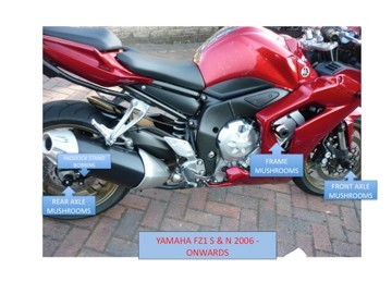 YAMAHA FZ1 S FULL FAIRED 2006 2016 CRASH MUSHROOMS SLIDERS BUNGS FULL SET 8 S4S - Picture 1 of 1